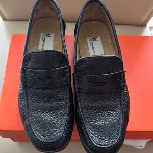 Moreschi Black Leather Slip-On Loafers